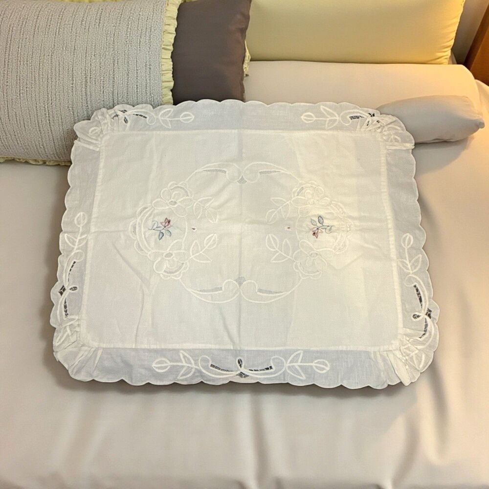 Vintage Gorgeous Euro French Hand Embroidered Pillow Sham 26x19